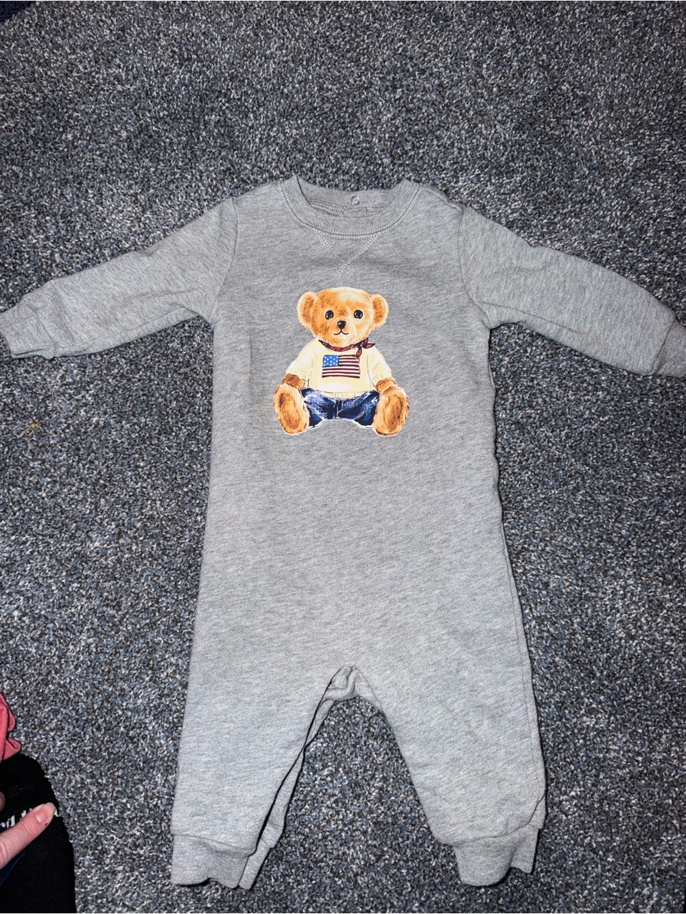 Ralph Lauren Grey Teddy Bear One-Piece Bodysuit